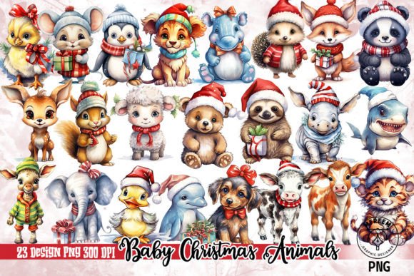 Baby Christmas Animals Clipart PNG Illustrations Review