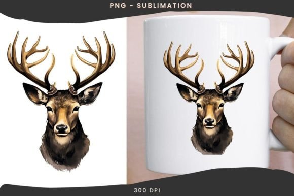 Black Christmas Deer Sublimation Image for Modern Illustrations