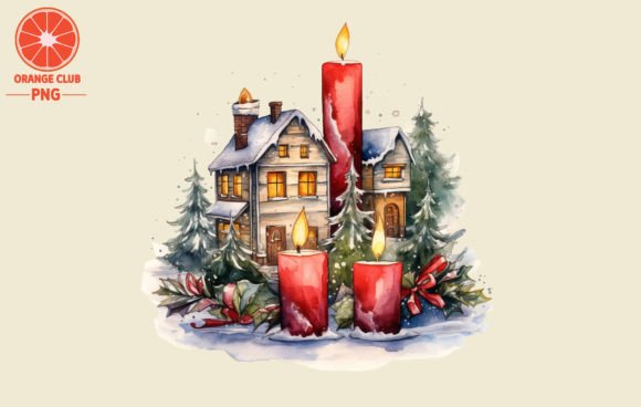 Christmas Candles with Christmas Home Wa: Illustrations for Handmade Creators