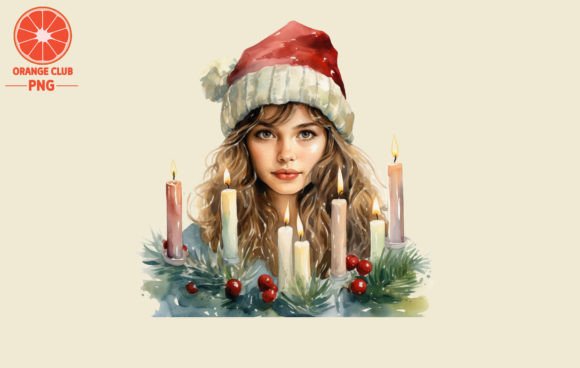 Christmas Candles with Girl Watercolor Review