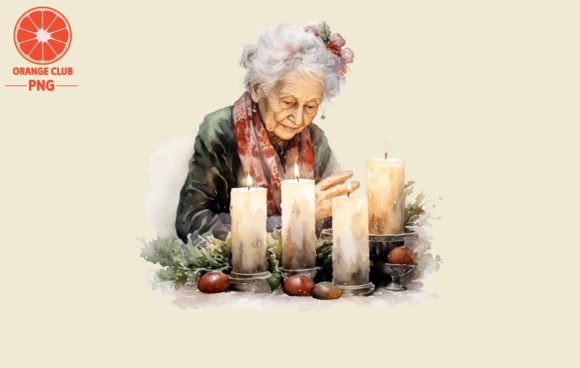 Christmas Candles with Old Lady 2 Illustrations Review