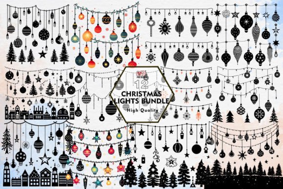 Christmas Lights Bundle Clipart PNG for Festive Illustrations