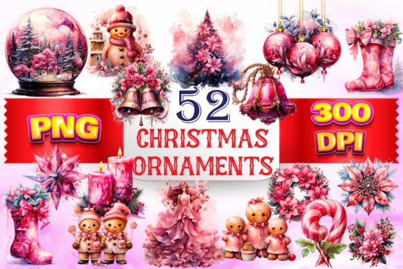 Christmas Ornaments Clipart Bundle for Illustrations