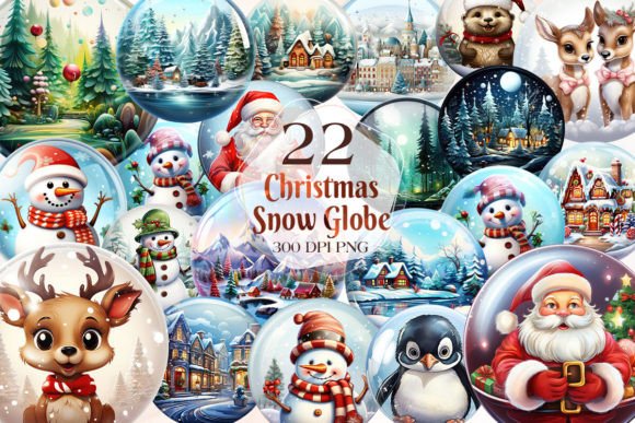 Christmas Snow Globe Sublimation Clipart for Modern Illustrations