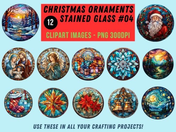 Christmas Stained Glass Clipart 04 Review for Illustrations