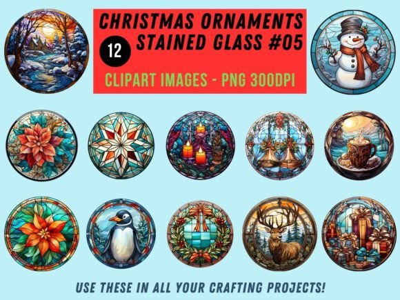Christmas Stained Glass Clipart 05 Review for Illustrations