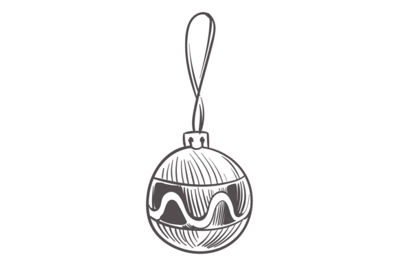 Christmas Tree Ball Sketch. Holiday Deco Illustrations Review