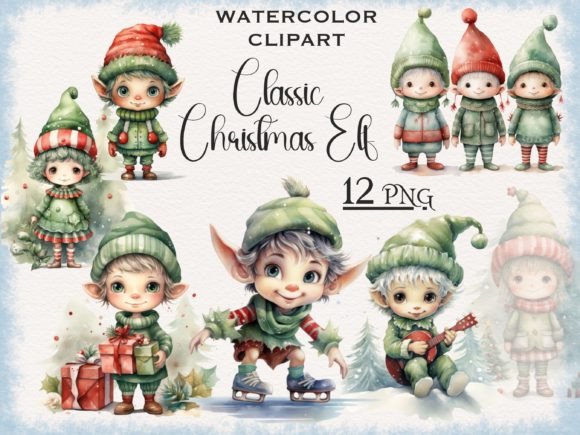 Classic Christmas Elf PNG Bundle for Seasonal Illustrations