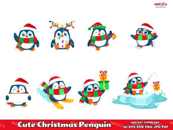 Cute Christmas Penguin ClipArt Set Review
