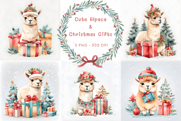 Cute Llama Alpaca with Christmas Gifts Illustrations Review