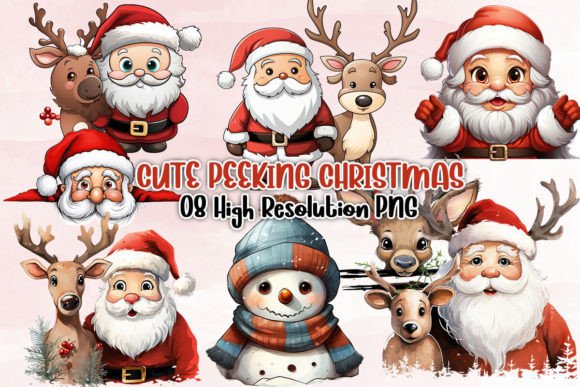 Cute Peeking Christmas Clipart PNG Review for Illustrations