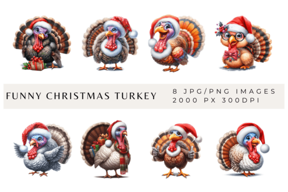 Funny Christmas Turkey Illustrations for Brand Identity