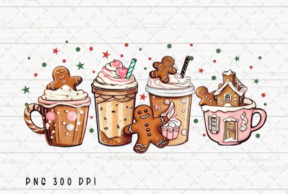 Gingerbread Coffee Christmas House PNG Review for Illustrations