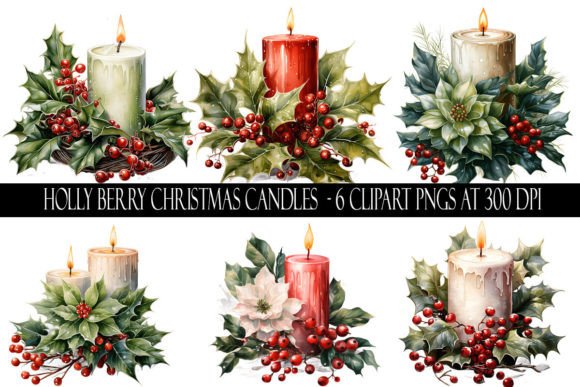 Holly Berry Christmas Candle Clipart: A Designer’s Review for Modern Illustrations