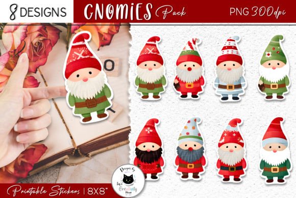 Kawaii Christmas Gnome Sticker Bundle for Illustrations
