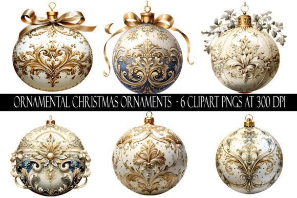 Ornamental Christmas Ornament Clipart for Seasonal Illustrations