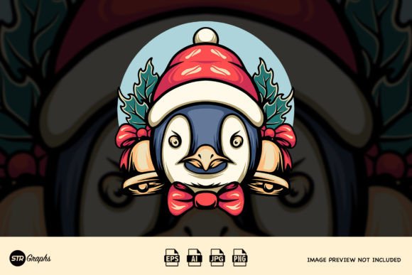 Penguin Christmas and Bells - Illustrati