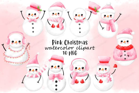Pink Christmas Snowman Clipart Review