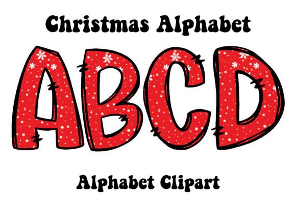 Red Snows Flakes Christmas Alphabet: Festive Illustrations for Local Brands