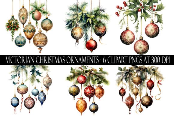 Victorian Christmas Ornament Clipart for Illustrations