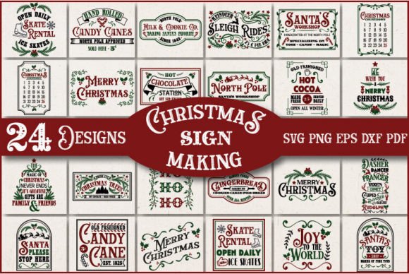 Vintage Christmas Sign Making SVG Bundle for Illustrations