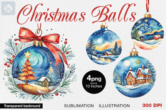 Watercolor Christmas Balls 4 PNG Review for Branding