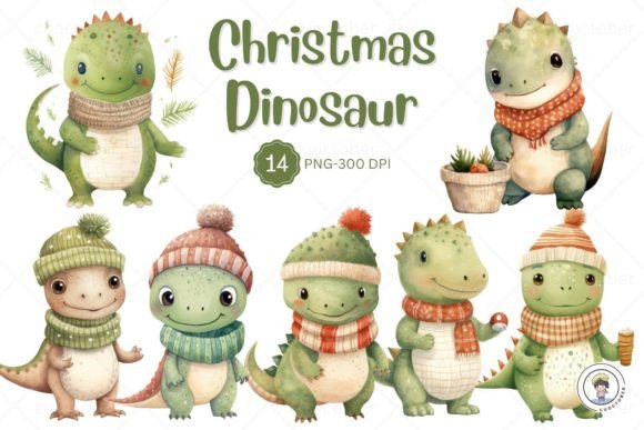 Watercolor Christmas Dinosaur Clipart: A Review for Illustrations and Sellers
