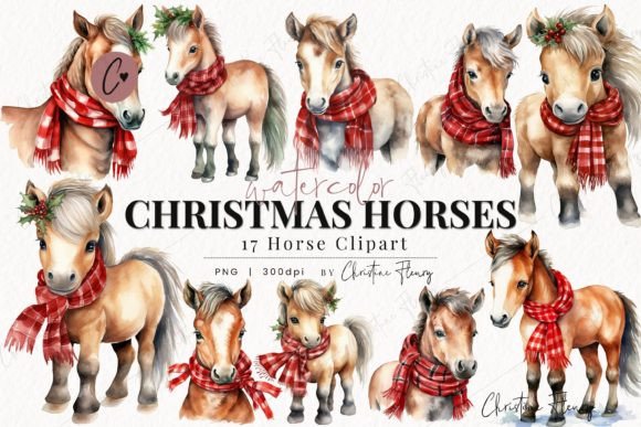 Watercolor Christmas Horse Clipart Review